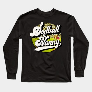 Softball Nanny Vintage Leopard Softball Family Matching Long Sleeve T-Shirt